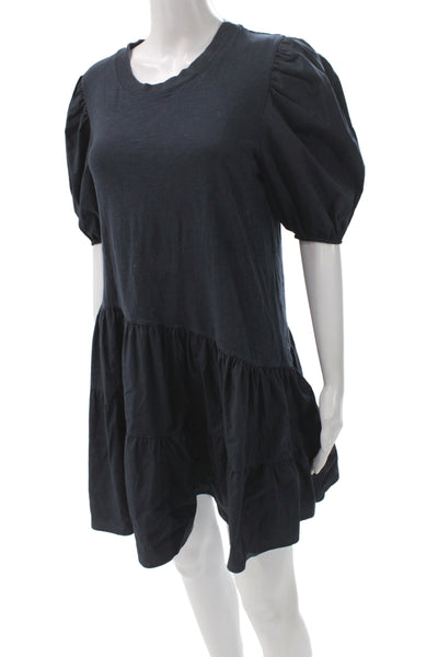 Cinq A Sept Womens T-Shirt Dress Black Cotton Crew Neck Short Sleeve Size S
