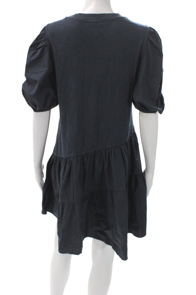 Cinq A Sept Womens T-Shirt Dress Black Cotton Crew Neck Short Sleeve Size S