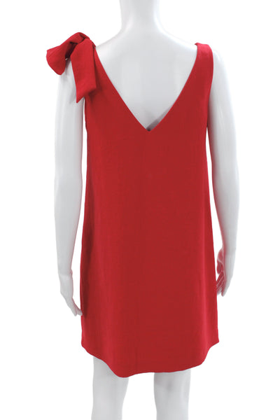 Sezane Women Shift Dress Red V-Neck Knee Length Sleeveless Zip Size 6