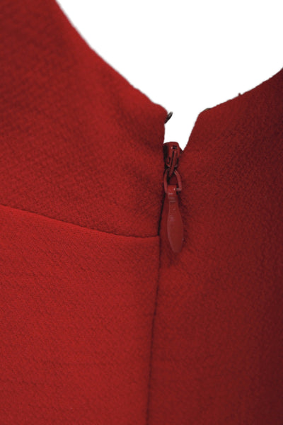 Sezane Women Shift Dress Red V-Neck Knee Length Sleeveless Zip Size 6
