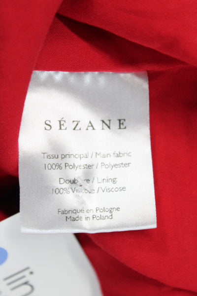 Sezane Women Shift Dress Red V-Neck Knee Length Sleeveless Zip Size 6