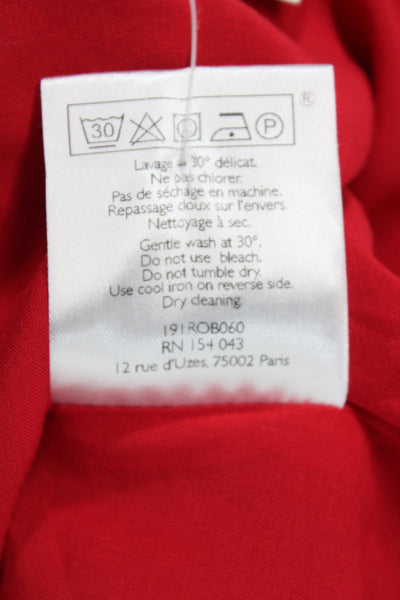 Sezane Women Shift Dress Red V-Neck Knee Length Sleeveless Zip Size 6
