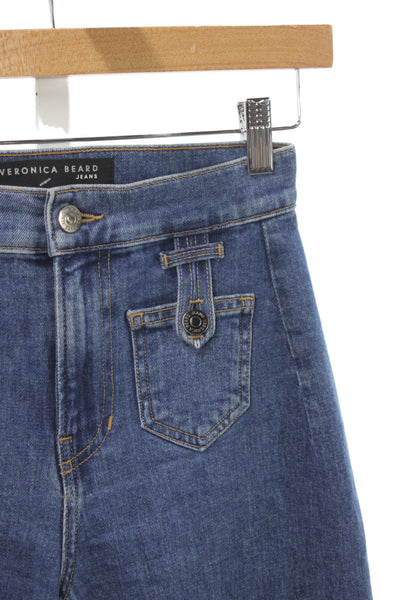 Veronica Beard Women High Rise Ankle Jeans Blue Button Size 23
