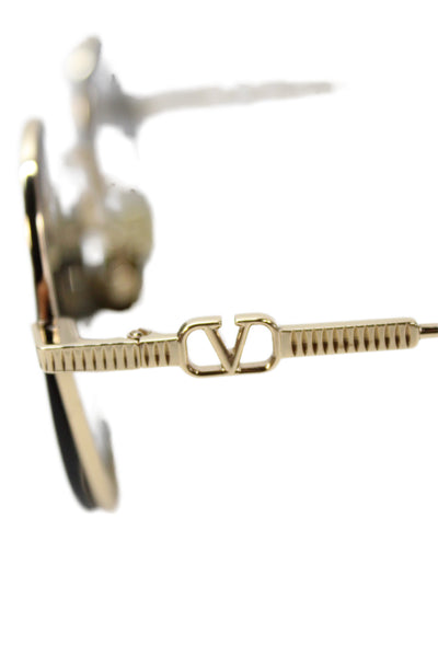 Valentino Womens Metal Round Frame Sunglasses Grey Gold 145mm