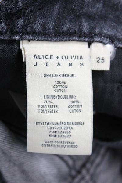 Alice + Olivia Womens Cut-Off Black Cotton Shorts Distressed Size 25