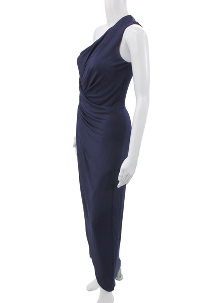 Michael Kors Collection Womens One Shoulder Maxi Dress Blue Sleeveless Size 4