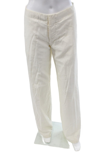 Helmut Lang Womens Dress Pants Ivory Silk Blend Button Inseam 32 Size 4