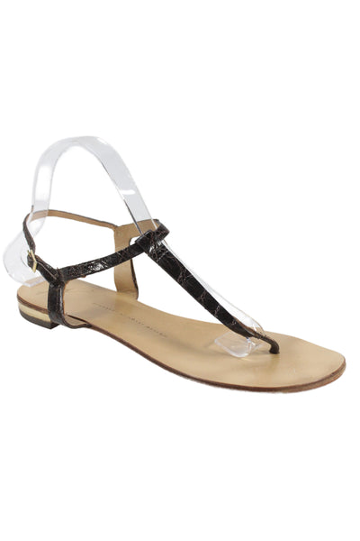 Giuseppe Zanotti Design Womens Crocodile Print Thong Sandals Brown Size 40 10