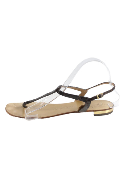 Giuseppe Zanotti Design Womens Crocodile Print Thong Sandals Brown Size 40 10
