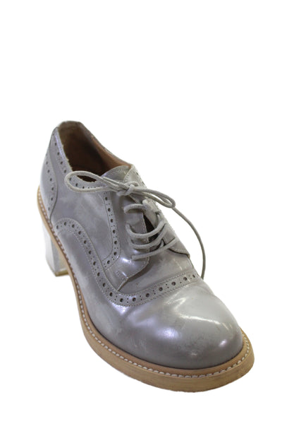 MM6 Maison Margiela Womens Lace Up Cleer Block Heel Oxfords Pumps Gray Size 40