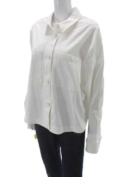 Renuar Womens Basic Jacket White Button Collar Long Sleeve 52% Cotton Size 2XL