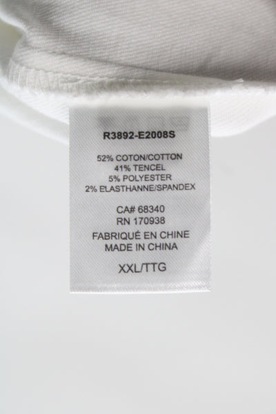 Renuar Womens Basic Jacket White Button Collar Long Sleeve 52% Cotton Size 2XL