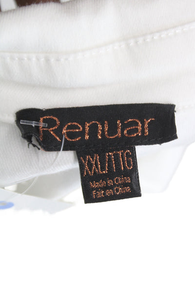 Renuar Womens Basic Jacket White Button Collar Long Sleeve 52% Cotton Size 2XL