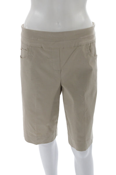 Renuar Womens Bermuda Shorts Beige Pull On Rayon Size 8