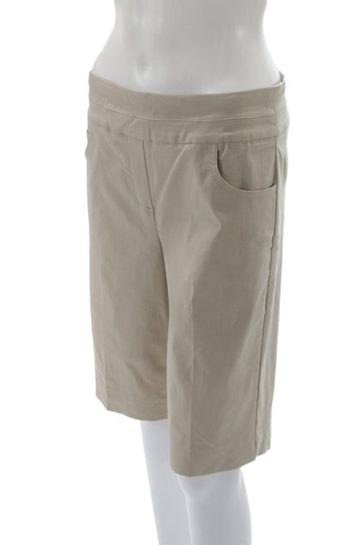 Renuar Womens Bermuda Shorts Beige Pull On Rayon Size 8