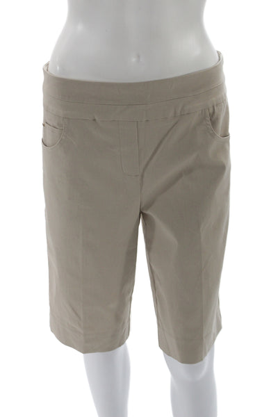 Renuar Womens Bermuda Shorts Beige Pull On Solid Rayon Casual Size 16