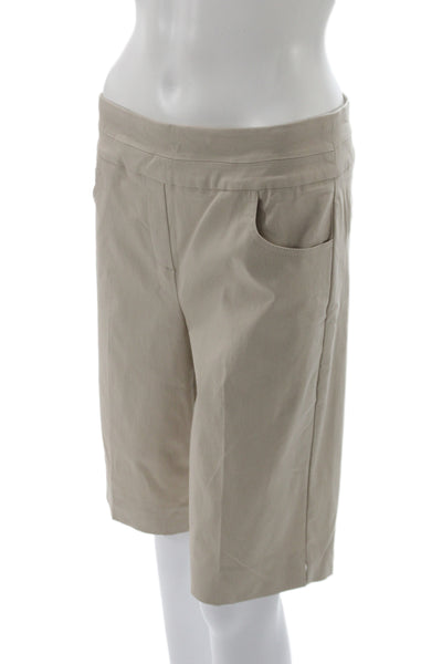 Renuar Womens Bermuda Shorts Beige Pull On Solid Rayon Casual Size 16