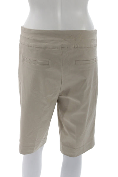 Renuar Womens Bermuda Shorts Beige Pull On Solid Rayon Casual Size 16