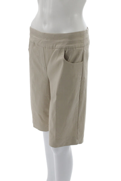 Renuar Womens Bermuda Shorts Beige Rayon Pull On Size 12