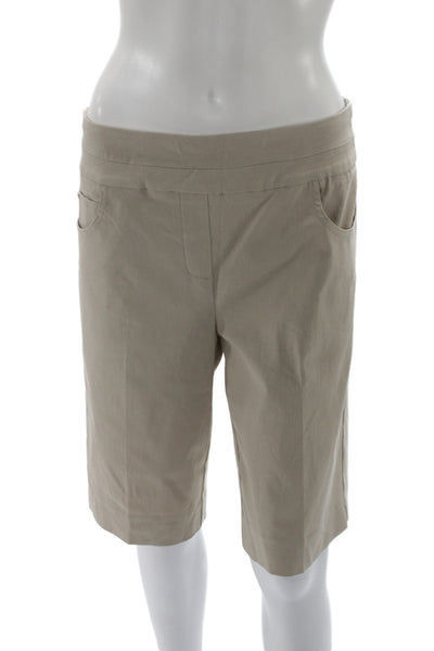 Renuar Women Bermuda Shorts Beige Pull On Rayon Casual Size 14