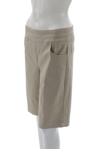 Renuar Women Bermuda Shorts Beige Pull On Rayon Casual Size 14