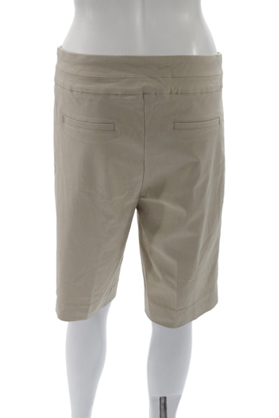 Renuar Women Bermuda Shorts Beige Pull On Rayon Casual Size 14