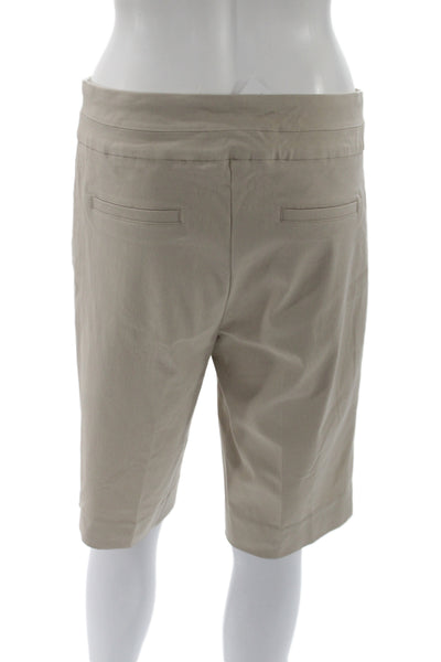 Renuar Women Bermuda Shorts Beige Rayon Pull On Solid Casual Size 6