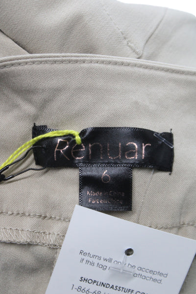 Renuar Women Bermuda Shorts Beige Rayon Pull On Solid Casual Size 6