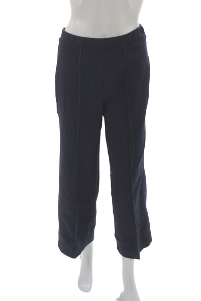 Vilagallo Women Cropped Blue Pull On Solid Polyester Pants Size 38