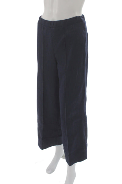 Vilagallo Women Cropped Blue Pull On Solid Polyester Pants Size 38