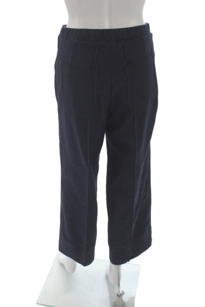 Vilagallo Women Cropped Blue Pull On Solid Polyester Pants Size 38