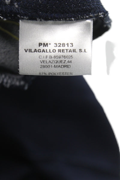Vilagallo Women Cropped Blue Pull On Solid Polyester Pants Size 38