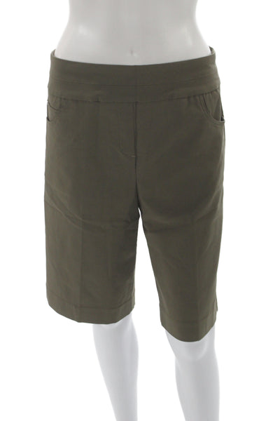 Renuar Womens Bermuda Shorts Green Pull On Rayon Solid Size 8