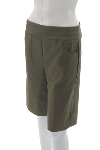 Renuar Womens Bermuda Shorts Green Pull On Rayon Solid Size 8
