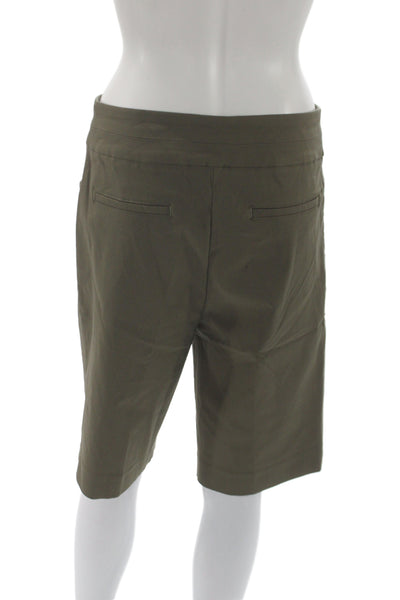 Renuar Womens Bermuda Shorts Green Pull On Rayon Solid Size 8