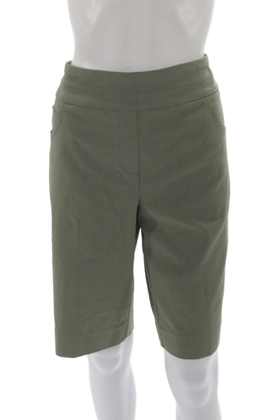 Renuar Womens Bermuda Shorts Green Pull On Rayon Size 12