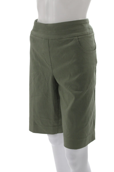 Renuar Womens Bermuda Shorts Green Pull On Rayon Size 12