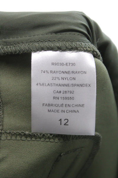 Renuar Womens Bermuda Shorts Green Pull On Rayon Size 12