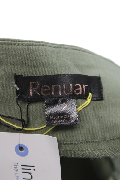 Renuar Womens Bermuda Shorts Green Pull On Rayon Size 12