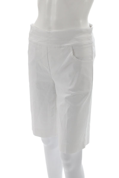 Renuar Women Bermuda Shorts White Rayon Pull-On Size 10