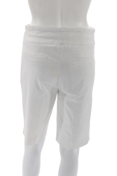 Renuar Women Bermuda Shorts White Rayon Pull-On Size 10