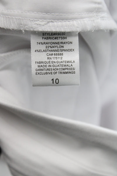 Renuar Women Bermuda Shorts White Rayon Pull-On Size 10