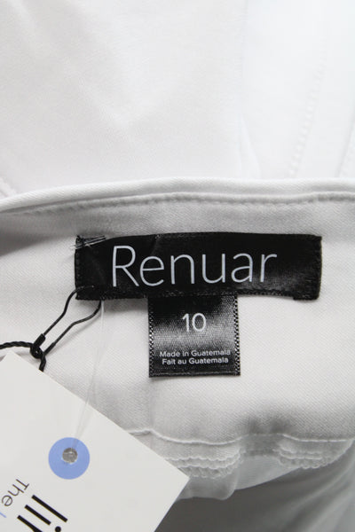 Renuar Women Bermuda Shorts White Rayon Pull-On Size 10