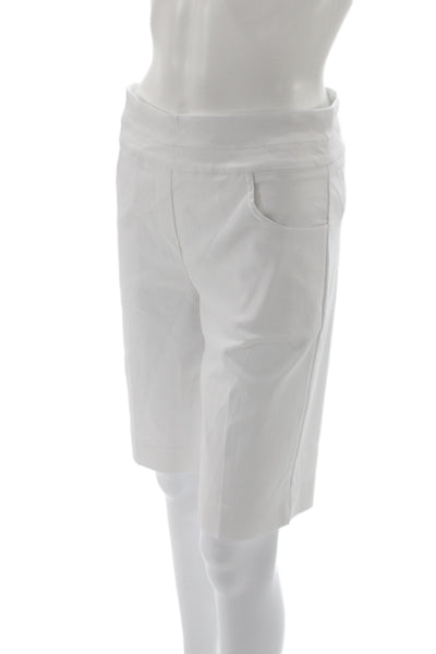 Renuar Women Bermuda Shorts White Rayon Pull On Size 14