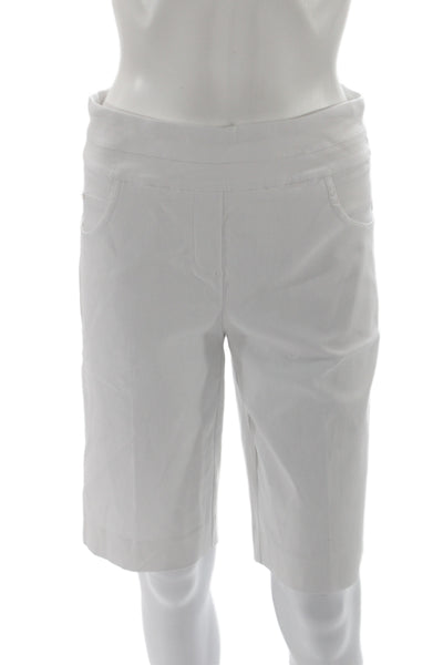 Renuar Women Bermuda Shorts White Rayon Pull On Casual Size 12