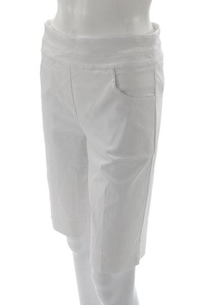 Renuar Women Bermuda Shorts White Rayon Pull On Casual Size 12