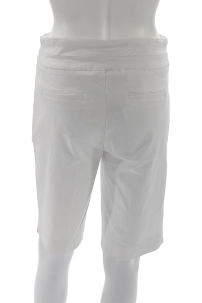 Renuar Women Bermuda Shorts White Rayon Pull On Casual Size 12