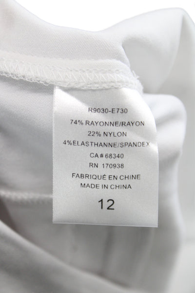 Renuar Women Bermuda Shorts White Rayon Pull On Casual Size 12