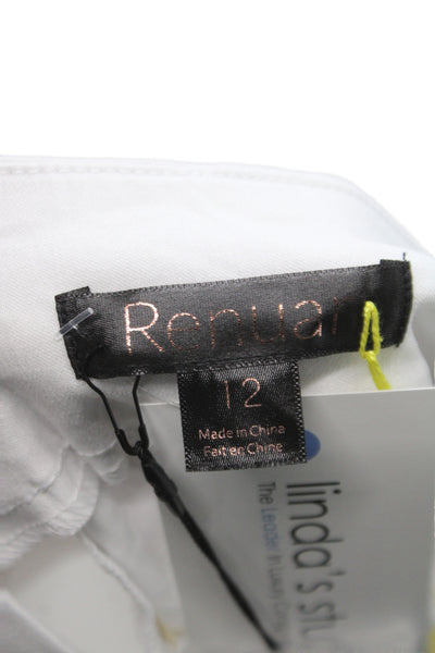 Renuar Women Bermuda Shorts White Rayon Pull On Casual Size 12
