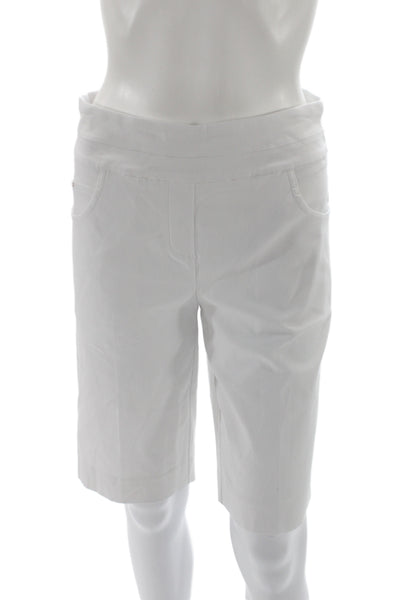 Renuar Women Bermuda Shorts White Rayon Pull On Size 2